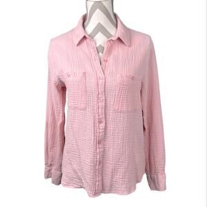 Sanctuary Gauzy Cotton Roll Tab Sleeve Button Shirt Size Small